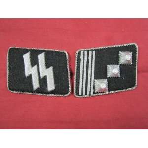  German Nazi SS runes Officers Collar tabs w RZM SS Tag 