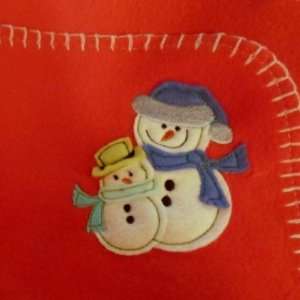 Parents Choice Soft Red Fleece Snowman Baby Blanket