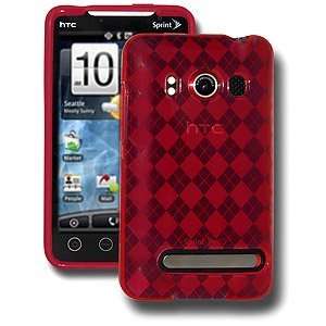  High Quality New Amzer Luxe Argyle Skin Case Red For Htc Evo 