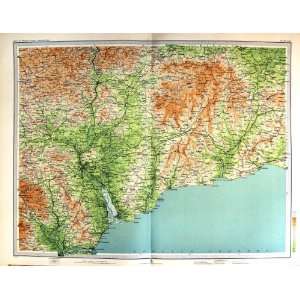  1903 Colour Map Exeter Honiton England Sidmouth Teign 