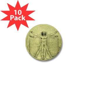  Mini Button (10 Pack) Vitruvian Man by Da Vinci 