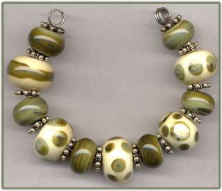Moss Agate Lampwork Beads Handmde Glass Bead Set SRA  