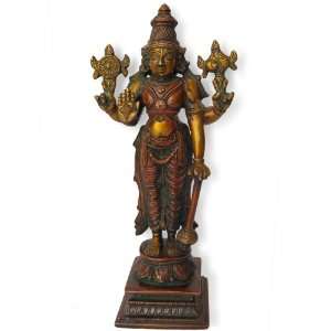  Standing Vishnu Statue Red Brass Gifts from India