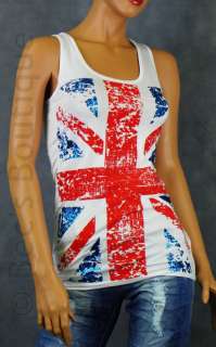 Womens Vest Top Ladies Casual Glitter London Union Jack  