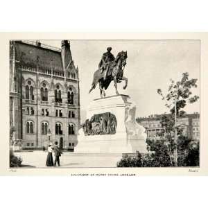   Andrassy Monument Hungary   Original Halftone Print