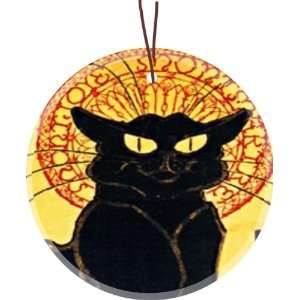  Rikki Knight Le Chat Noir Black Cat Design Glass Round 