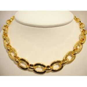  Flat Round Link Necklace in Yellow Gold 