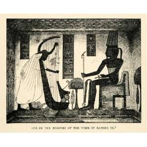 1903 Print Boudier Harp Music Deshret Ramesses III Ankh Scepter KV5 