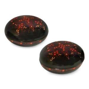  Lacquered wood boxes, Ruby Scintillation (pair)
