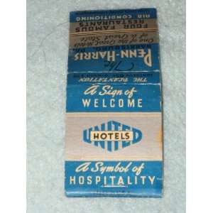 Vintage Matchbook   Penn Harris Hotel   United Hotels Of America   NY 