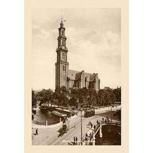  Vintage Art Westmarkt met Westerkerk, Amsterdam   10414 7 