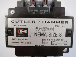 Cutler Hammer Size 3 Full Voltage Starter A10EN0BB  