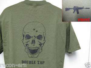 AIRSOFT T SHIRT/ SKULL DOUBLE TAP/ M4 SD AIRSOFT RIFLE  