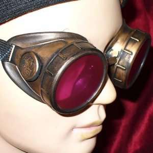 Steampunk Victorian Goggles Glasses gold red