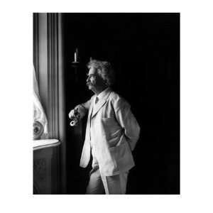Mark Twain American Humorist Standing by Window in 1907 Portrait 