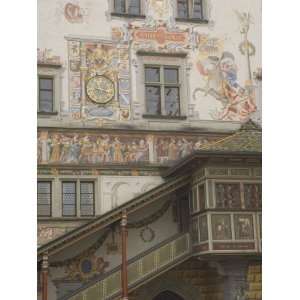  Gable Detail with Murals and Stairway, Rathaus, Lindau 