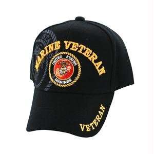  Cap, Black, Embroidered, Marine Veteran