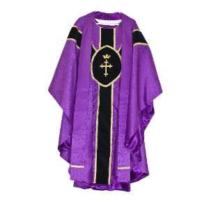     Chasuble & Stole, Purple Brocade Church Vestments 