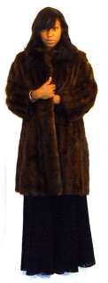 Real Fur Womens High Fashion Brown Vintage Jacket Dress Coat Medium 