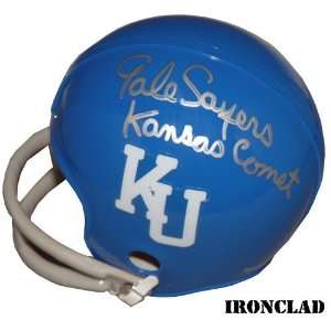 Autographed Gale Sayers Mini Helmet   U of Kansas Throwback w Kansas 