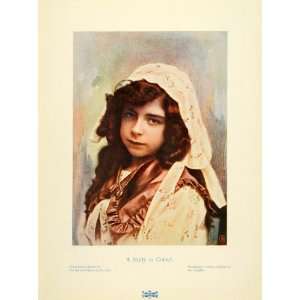 1905 Print Adolph Langfier Portrait Young Girl Child Color Block Photo 