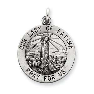   Silver Antiqued Our Lady of Fatima Medal Pendant   JewelryWeb Jewelry