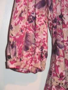 ANN TAYLOR LOFT~ Pink Scoop Neck Floral Peasant Blouse   Size M 