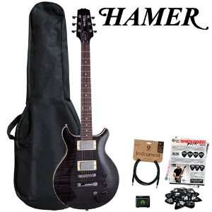  Hamer SATF TBK Trans Black Electric Guitar with GO DPS 