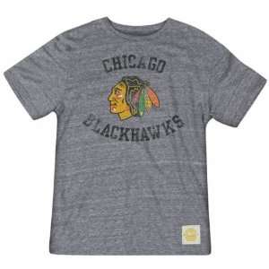 Mens Chicago Blackhawks Ash Tri Blend Retro Sport Tshirt  
