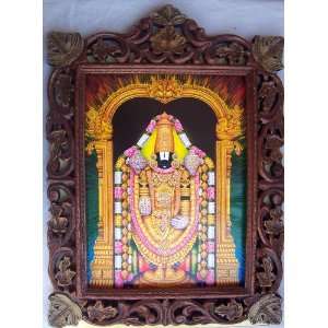  Lord Venkateswara poster painting in wood craft frame 