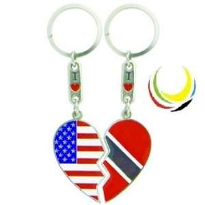  Keychain USA & TRINIDA HEART 