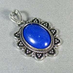  Lapis Sterling Silver Plated Pendant   Beautiful Blue Stone 