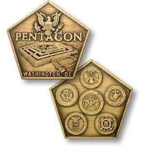  Pentagon with 5 Seals   Bronze Antique 