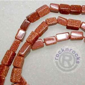  GLITZY BROWN GOLDSTONE CUBE RECTANGLE BEADS 15