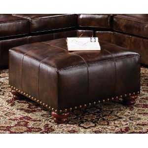  Simmons Upholstery Savannah Big Square Leather Ottoman in 