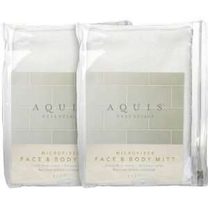  Aquis Microfiber Face and Body Mitt    White    5 x 7 