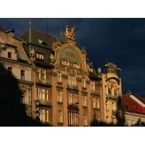 Art Nouveau Facade of the Grand Hotel Europa, Prague, Czech 