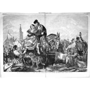  1859 SCENE FAIR SEVILLE SPAIN SHEEP HORSES FLATOU