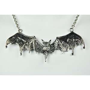  5 Silver Gothic Vampire Bat Necklace Deathrock Rockabilly 