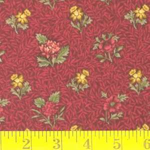  45 Wide Flannel Albury Flower Red Fabric By The Yard 