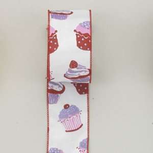  Cupcake Heaven White Woven Red Wired Craft & Birthday Ribbon 2 