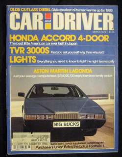CAR and DRIVER Magazine March 1979 Aston Martin  