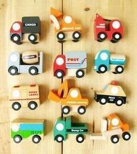 12 x Wooden Toy,Construction Vehicles,Car,Truck,Kids,Party Favor 