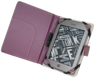 Purple Leather Case Cover  Kindle Touch+Anti Glare LCD Protector 