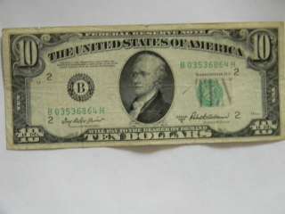 1950B Ten (10) Dollar B Series Federal Reserve Low Serial Number Note 