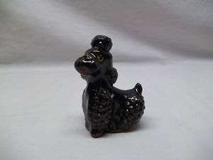 Vintage Old Japan Black Poodle Dog Figurine Redware  