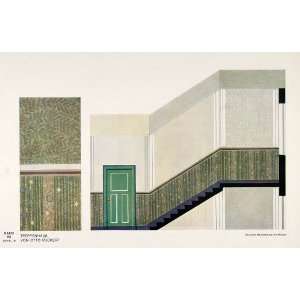  1932 Art Deco Wallpaper Design Stairway Wall Door Print 