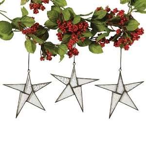  Set of 3 Art Glass Decor Star Ornaments
