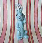 Vintage 1940s Blue Chalkware Easter Bunny Rabbit Figurine