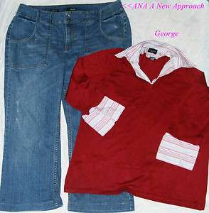 ANA Tab Back Pocket JEANS ✿ GEORGE Red Change Collar SWEATER 18w 18 